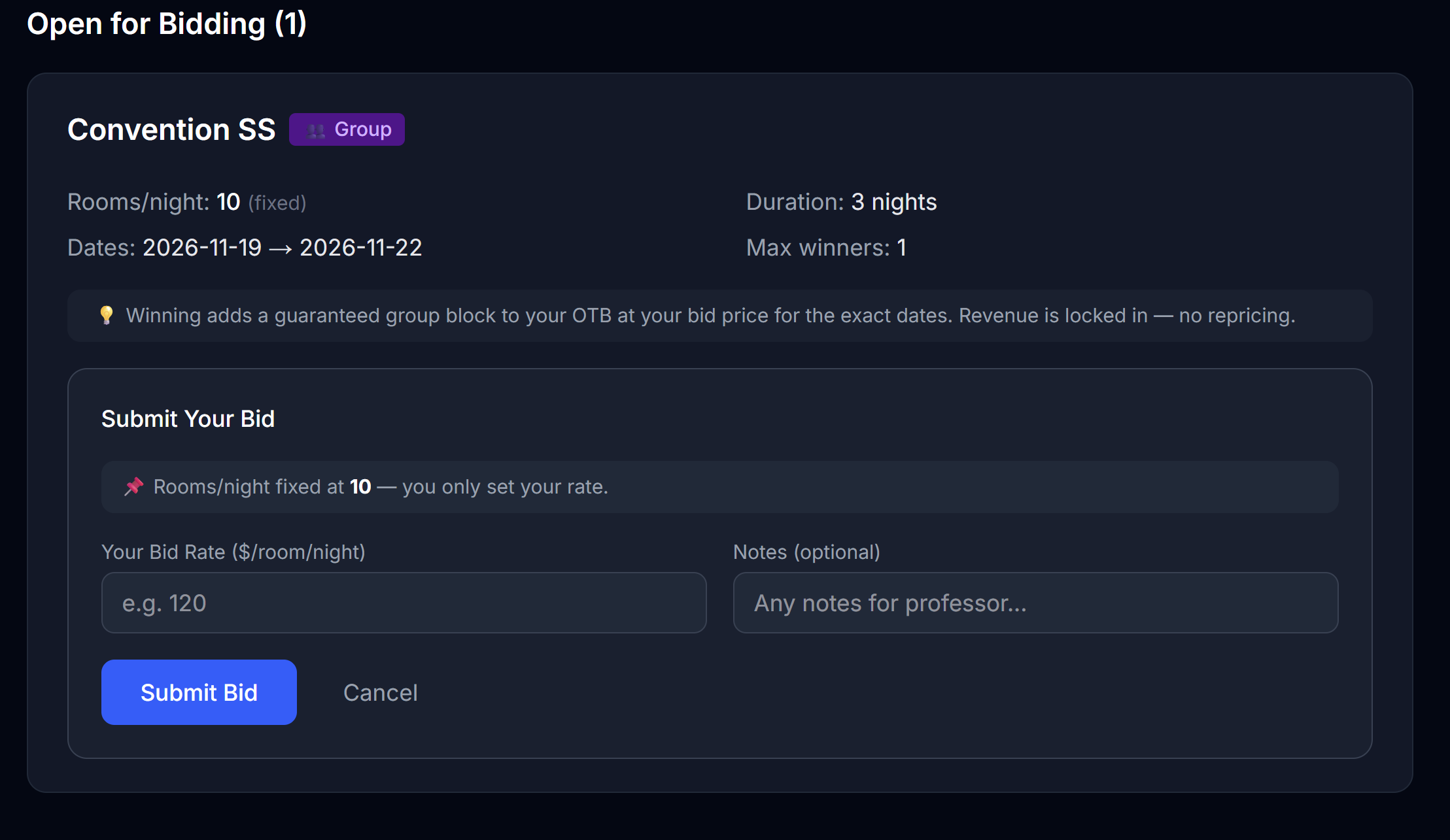 Bid form